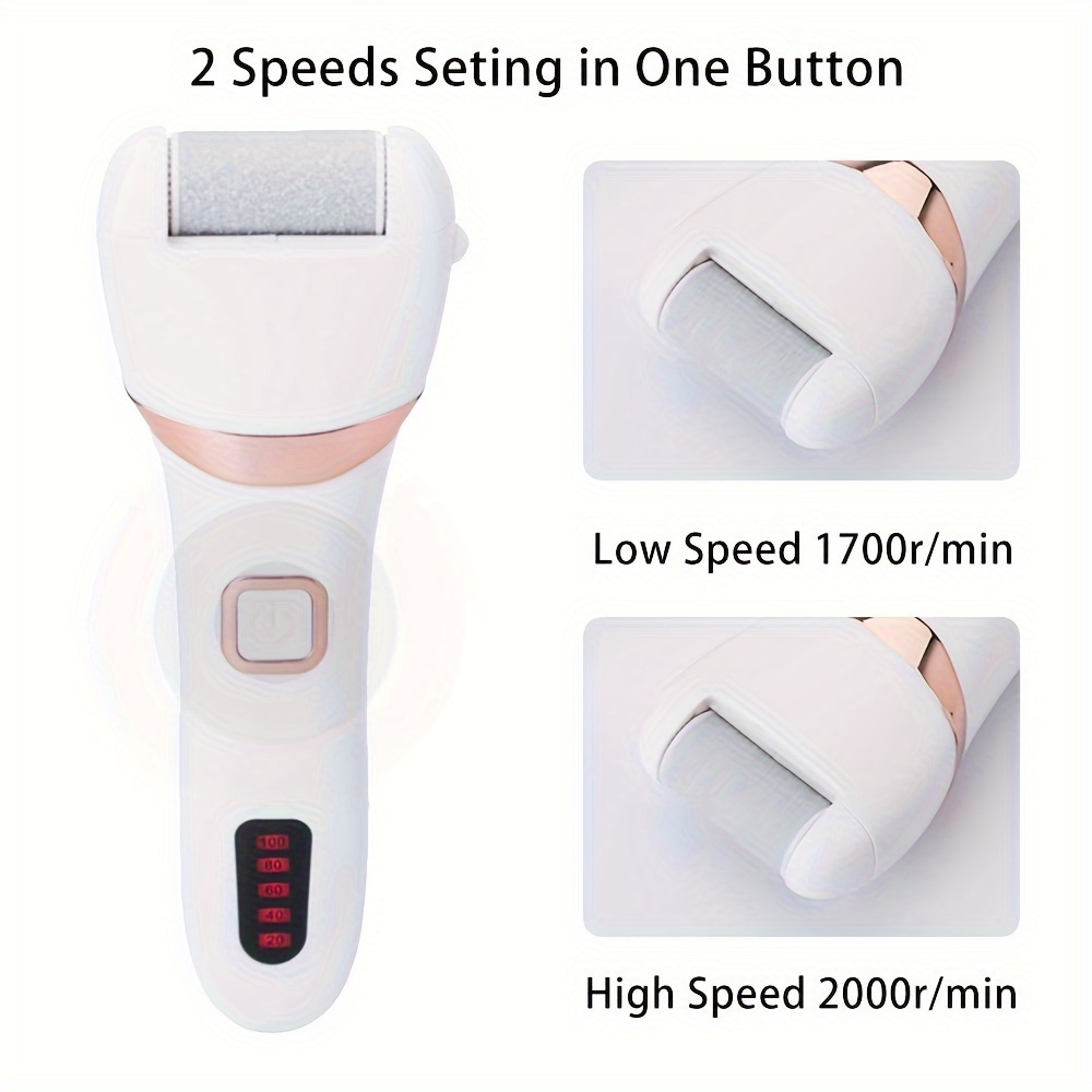 Electric foot file with adjustable dual-speed feature for custom care