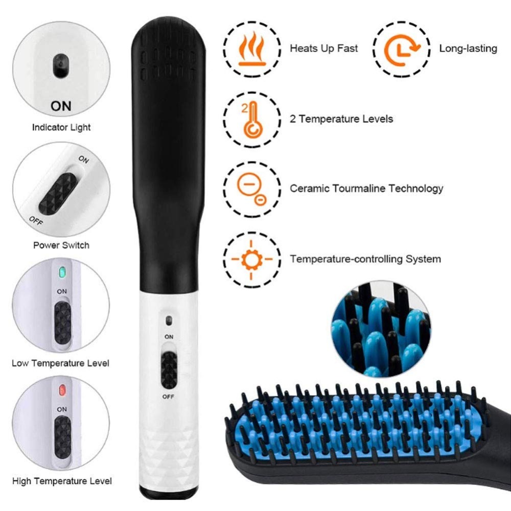 Electric hot comb for straightening both beard and head hair effortlessly