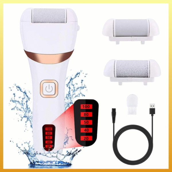 Full rechargeable foot grinder kit with 3 roller heads and charger