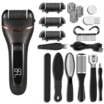 Salon-quality callus remover with replaceable rollers and brush