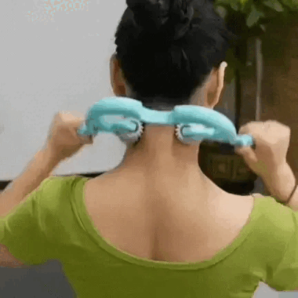 Manual neck roller massager providing deep tissue relief for neck and shoulders